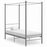 Cadru de pat cu baldachin, gri, 90x200 cm, metal GartenMobel Dekor, vidaXL