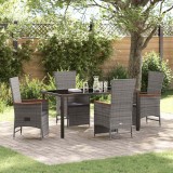 Cumpara ieftin Set de masă pentru grădină cu pernă 5 pcs Gri Rattan poli