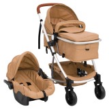 Cărucior pentru copii 3-&icirc;n-1, gri taupe, aluminiu