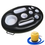 Bar gonflabil/suport de pahare plutitor, flippy, cu 9 compartimente, pompa inclusa, pvc, negru, 25x18,5x4 cm