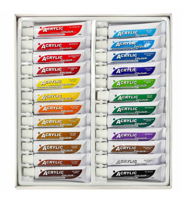 Vopsele acrilice artistice multicolore 24 tuburi