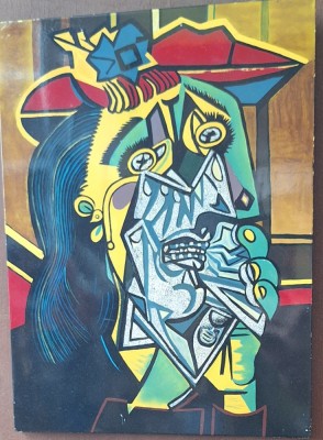 Tablou Decorativ &amp;ndash; Stil Cubist &amp;ndash; Inspirat de Picasso &amp;ndash; Pictură pe Lemn foto