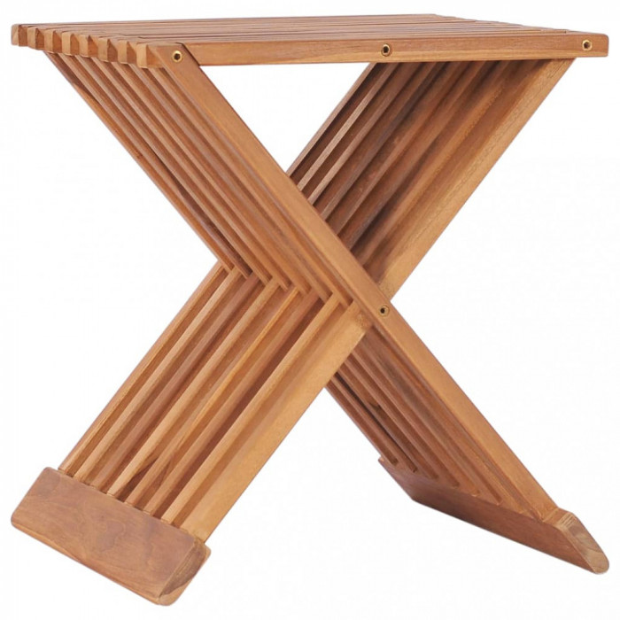 vidaXL Taburet de grădină pliabil, 40 x 32 x 45 cm, lemn masiv de tec 48992