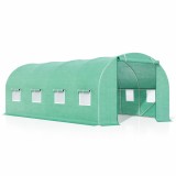 Solar de gradina, dimensiune 400x300x200cm, folie verde PE cu plasa 140g/mp UV, 1 usa, 8 ferestre, teava otel galvanizat de 19mm