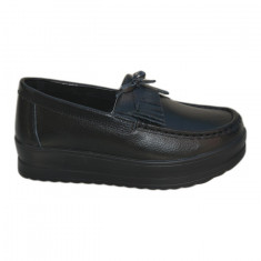 Pantof de dama cu aspect clasic tip mocasin, de culoare neagra foto