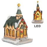 Casuta Craciun polirasina multicolora cu led 5x5x5 cm