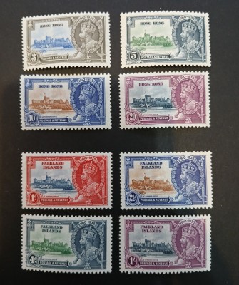 HONG KONG,INSULELE FALKLAND-colonii 1935 KGV-Jubileul de argint- MLH/* foto