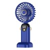 Ventilator de mana, cu suport pentru telefon si afisaj, din ABS, incarcare USB, pliabil, 3 trepte de viteza, albastru