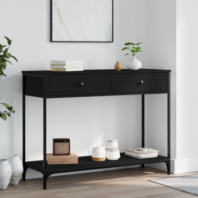vidaXL Măsuță consolă, negru, 100x34,5x75 cm, lemn compozit 834170 foto