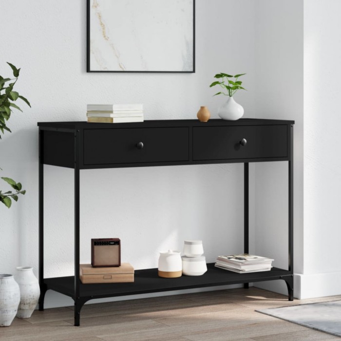 vidaXL Măsuță consolă, negru, 100x34,5x75 cm, lemn compozit 834170
