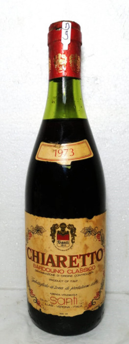 D 9-vin ROSU CHIARETTO BARDOLINO CLASSICO, DOC, recoltare 1973 CL 72, GR 12