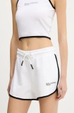 Karl Lagerfeld Jeans pantaloni scurți din bumbac femei, culoarea alb, uni, high waist, A2W10095