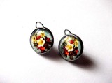cercei cu sticla cu motiv floral 45886