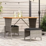 Masa gradina Gossi, lemn salcam, poliratan gri, 105x75x72cm, rezistenta UV, blat lemn, cadru otel vopsit electrostatic, gri