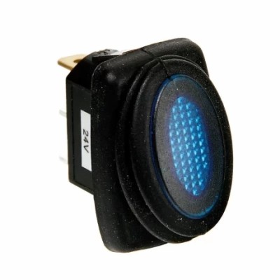 Intrerupator basculant impermeabil Micro 12V/24V - 10A lumina LED - Albastru Garage AutoRide foto