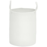 HOMCOM Coș pentru Rufe de 36L, Portabil și Pliabil cu M&acirc;nere, Coș de Rufe din Bumbac Natural, &Oslash;38x45 cm, Alb Crem | Aosom Romania