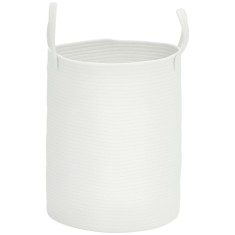 HOMCOM Coș pentru Rufe de 36L, Portabil și Pliabil cu M&acirc;nere, Coș de Rufe din Bumbac Natural, &Oslash;38x45 cm, Alb Crem | Aosom Romania