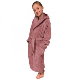 Halat baie copii Homelevel, 128, roz, bumbac organic, moale, cu gluga si buzunare, fete/baieti