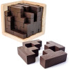 Jucarie educationala si interactiva din lemn, Puzzle original 3D, piese in forma de T, Oem