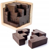 Cumpara ieftin Jucarie educationala si interactiva din lemn, Puzzle original 3D, piese in forma de T, Oem