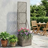 vidaXL Ghiveci de grădină cu trellis Gri 35 x 30 x 135 cm poliratan 42026882