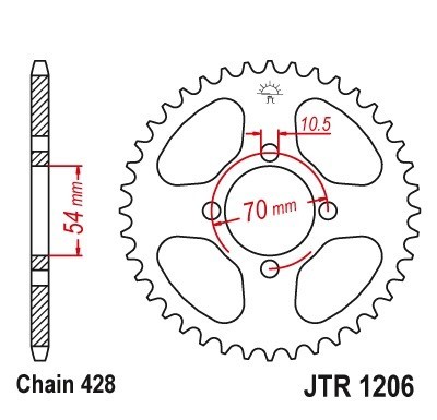 Pinion spate 42 dinti pas lant 428 &amp;ndash; Honda CBR 125 R (04-05) - CBR 125 RS Repsol (05-07) - CBR 125 RW (05-10) 4T LC 125cc foto