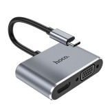 Cumpara ieftin Adaptor HOCO HUB Tip C la HDTV+VGA+USB3.0+PD100W+HDMI HB30 HB30