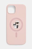 Karl Lagerfeld carcasă de telefon iPhone 15 Plus culoarea roz, KLHMP15MSCMKCRHP