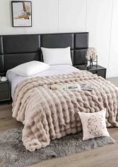 Patura cocolino de lux din blana artificala de iepure 200x230cm,cappuccino-F098
