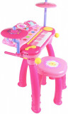 Orga muzicala pentru copii, diverse functii, Model Animalute, scaunel inclus, Roz