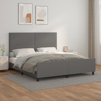 vidaXL Cadru de pat cu tăblie, gri, 180x200 cm, piele ecologică 3125467 foto