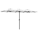 Outsunny Umbrelă Dublă de Grădină 4.6x2.7 m, Umbrelă de Exterior cu Manivelă, Husă Protectoare, 12 Spițe, Anti UV 50+, pentru Terasă Balcon Piscină Gr
