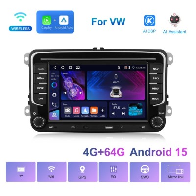 Navigatie auto Android 13 compatibila VW, Skoda, Seat &amp;ndash; 4GB RAM, 64GB memorie, Carplay, Mirror Link, GPS, Bluetooth 5.0 foto