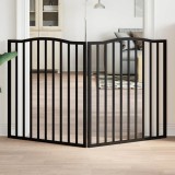 vidaXL Poartă pentru c&acirc;ini pliabilă 2 panouri negru, 160 cm, lemn plop