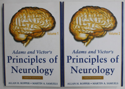ADAMS AND VICTOR &amp;#039;S PRINCIPLESW OF NEUROLOGY by ALLAN H. ROPPER and MARTIN A. SAMUELS , VOLUMELE I - II , 2009 , PREZINTA SUBLINIERI CU MARKERUL * foto