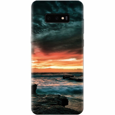 Husa silicon pentru Samsung Galaxy S10 Lite, Dramatic Rocky Beach Shore Sunset foto