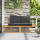 vidaXL Canapea de exterior cu pernă 2 Bucată Alb Lemn Solid de Acacia 901485