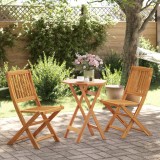 Set Bistro Pliabil 3 Piese Lemn Acacia, Gradina Terasa, Design Lamele, Rezistent Intemperii