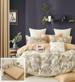 Cumpara ieftin Lenjerie Pat Bumbac 6 Piese Cu Elastic Crem 180x200 cm Fatma Sx026