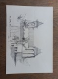 Cumpara ieftin CETATEA VORUMLOC - SIBIU * DESEN IN CREION, 1960, Peisaje, Acrilic, Realism