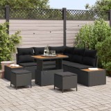 vidaXL Set de canapele pentru grădină cu pernă 8 pcs Negru Rattan poli 3364864