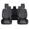 Set Huse Scaune Auto pentru Ssangyong Rexton - Panda Belek, material textil cu piele ecologica, cu fermoare pentru bancheta rabatabila, gri inchis cu