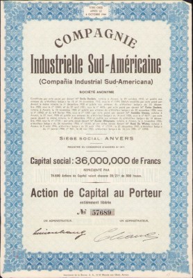 A642 Acțiune Compagnie Industrielle Sud-Americaine foto