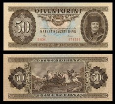 UNGARIA █ bancnota █ 50 Forint █ 1980 █ P-170d █ UNC █ necirculata