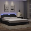 VidaXL Cadru de pat cu lumini LED, negru, 180x200 cm, piele ecologică