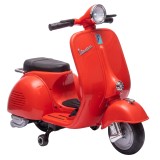 AIYAPLAY Motocicletă Electrică pentru Copii 3+ Ani, licență VESPA, 6V, cu roți ajutătoare detașabile, max. 30 kg, Roșu | Aosom Romania
