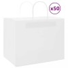 VidaXL Pungi de h&acirc;rtie 50 buc cu m&acirc;nere albe 32x22x24 cm 4101609