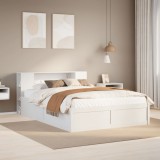 VidaXL Cadru de pat fără saltea, alb, 135x190 cm, lemn masiv de pin