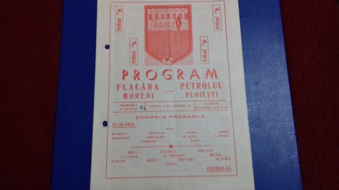 program Flacara Moreni - Petrolul Ploiesti