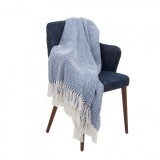 Cuvertura Pled Heinner 160x200 cm, Bumbac, Model Zig Blue, Cu Ciucuri